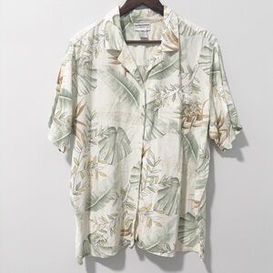 Alfred Dunner Womens Green‎ Tan Casual Button Down Shirt Tropical Print Size 22W